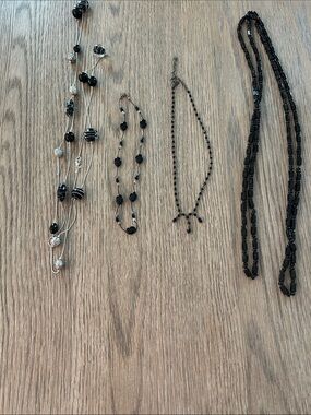 Black Beaded Multi-Strand Necklace - Unbranded